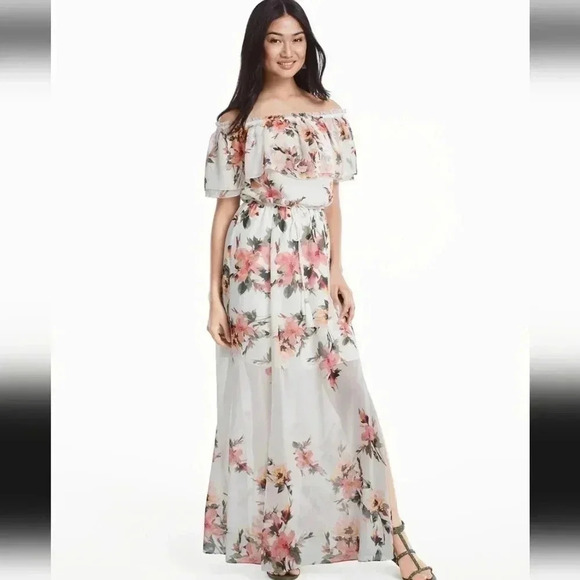White House Black Market Dresses & Skirts - White House Black Market Off-the-Shoulder Floral Maxi Dress size S